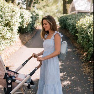 Gal Meets Glam Jasmine Blue Striped Ruffle Tiered Maxi Dress